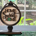 Table Top Frame + Home Sweet Home insert Table Top Circular Hand Painted Distressed Interchangeable Sign