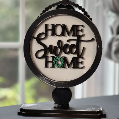 Table Top Circular Hand Painted Distressed Interchangeable Sign