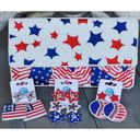  Handmade Patriotic Red White and Blue Triple Stars Earrings