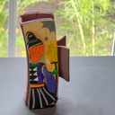  Witch with Broom Hand Painted Wood Hair Claw Clip