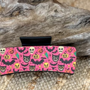  Large Halloween Hair Claw Clip – 4.1 Inch Pink Skull Pumpkin Bat Pattern – Spooky Seasonal Hair Accessory Handmade in OBX