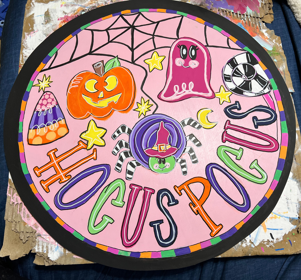 Halloween Pastel Hocus Pocus Ghost Pumpkin Spider Door Sign