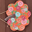  Pumpkin with Flowers and Gold Metallic Hand Painted Door Sign Hanger for Autumn and Fall