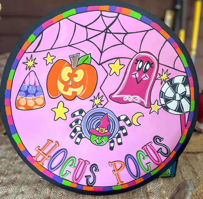 Halloween Pastel Hocus Pocus Ghost Pumpkin Spider Door Sign