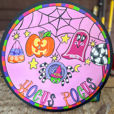 Halloween Pastel Hocus Pocus Ghost Pumpkin Spider Door Sign