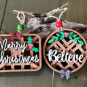  Merry Christmas & Believe Tobacco Basket Christmas Tree Ornaments Hand Painted