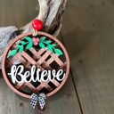 Believe Merry Christmas & Believe Tobacco Basket Christmas Tree Ornaments Hand Painted