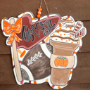  Hand-Painted Football & Pumpkin Latte Door Hanger | Custom Team Colors | Fall Game Day Sign | 20" Baltic Birch