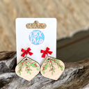  Bauble Holly Berry Earrings – Laser Engraved and Hand-Painted Dangle Style