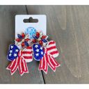  Patriotic Red, White & Blue Seed Beaded Bow Earrings 🇺🇸✨