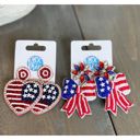  Patriotic Red, White & Blue Seed Beaded Bow Earrings 🇺🇸✨
