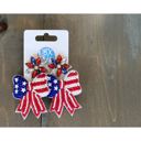  Patriotic Red, White & Blue Seed Beaded Bow Earrings 🇺🇸✨