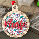  Handcrafted Nurse Ornament – Layered Wood Christmas Ornament with Engraved Words