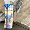  Christmas Stained Glass Hair Claw | Winter Window Print | Handmade in OBX