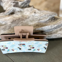  Nativity Scene Hair Claw | Handmade in OBX | Light Blue Neutral Print