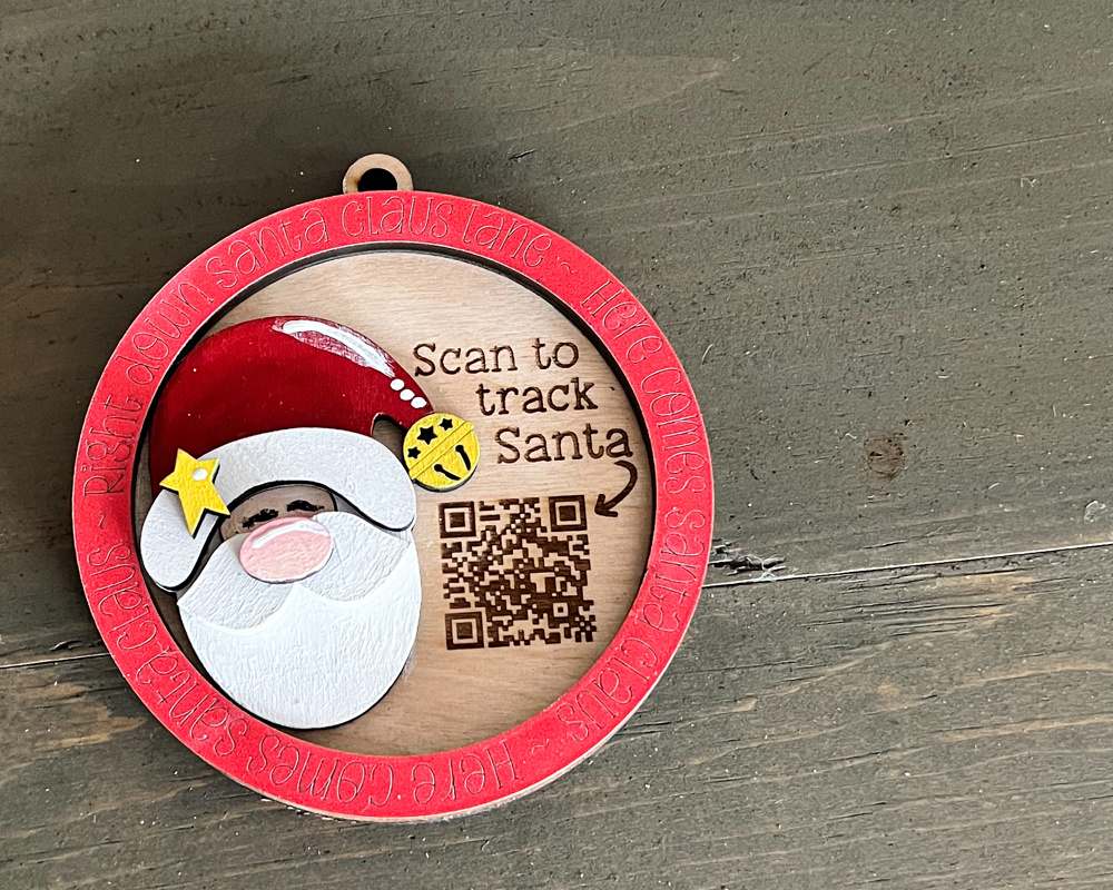 Santa Claus Santa Tracker Christmas Ornament - Hand Painted Wood