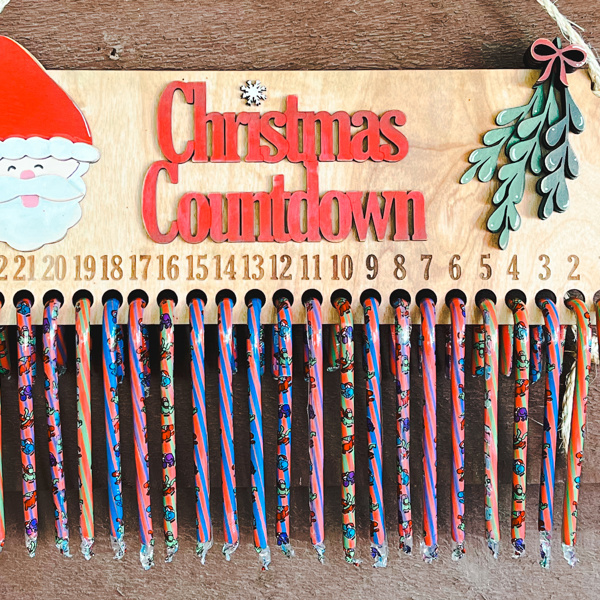 Christmas Candy Cane Countdown Wood Hand Painted Sign