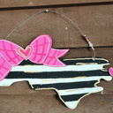  Preppy State Love Black White Pink and Gold Door Hanger Sign.