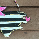  Preppy State Love Black White Pink and Gold Door Hanger Sign.