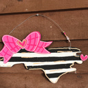  Preppy State Love Black White Pink and Gold Door Hanger Sign.