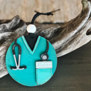  Personalized Nurse Ornament | Hand-Painted Scrubs Christmas Ornament | Baltic Birch Wood | OBX Made Gift for Healthcare Workers