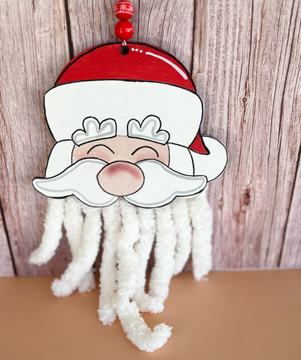 Hand-Painted Santa Claus Christmas Ornament with Fuzzy Beard 