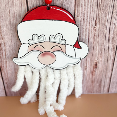 Hand-Painted Santa Claus Christmas Ornament with Fuzzy Beard 