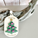  Personalized Merry Christmas Tree with Bows - Coquette Christmas Ornament 