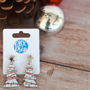  Christmas Tree Cake Silver Star Topped Dangle Earrings  