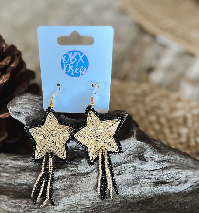 New Year's Eve Theme Star Seed Beaded Drop Earrings