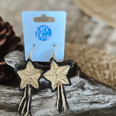 New Year's Eve Theme Star Seed Beaded Drop Earrings