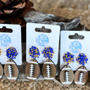  Custom Team Spirit Bead Topped Hand Painted Football Dangle Earrings