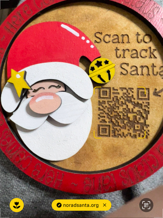 Santa Claus Santa Tracker Christmas Ornament - Hand Painted Wood