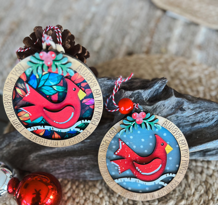 Cardinal Remembrance Christmas Tree Ornaments Hand Painted 