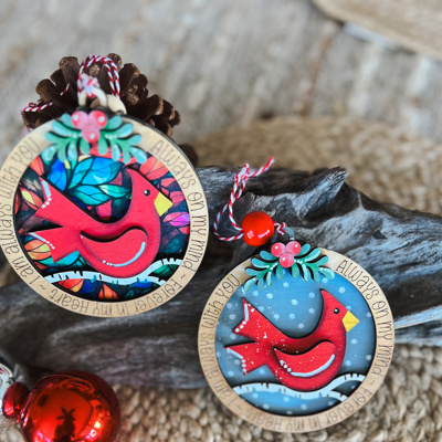 Cardinal Remembrance Christmas Tree Ornaments Hand Painted 