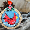 Solid Cardinal Remembrance Christmas Tree Ornaments Hand Painted 