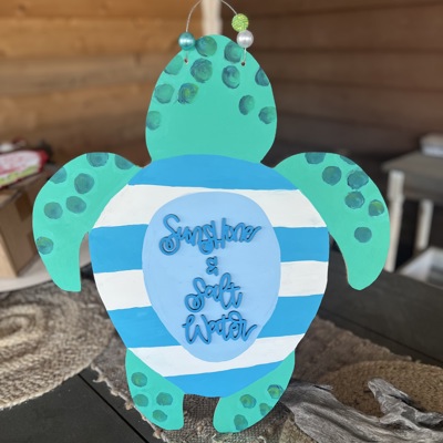 Sea Turtle Hand Painted Beach Nautical Door Hanger Beach House Decor