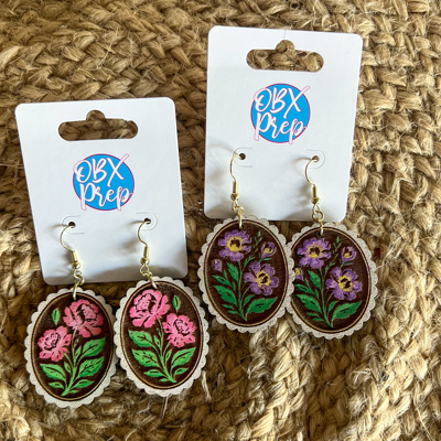 Cottagecore Framed Flower Dangle Earrings