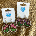  Cottagecore Framed Flower Dangle Earrings
