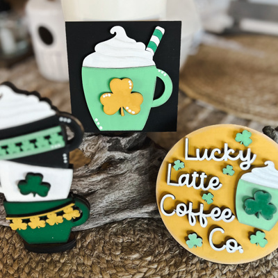 St. Patrick's Day Tiered Tray Set - Irish Latte Theme