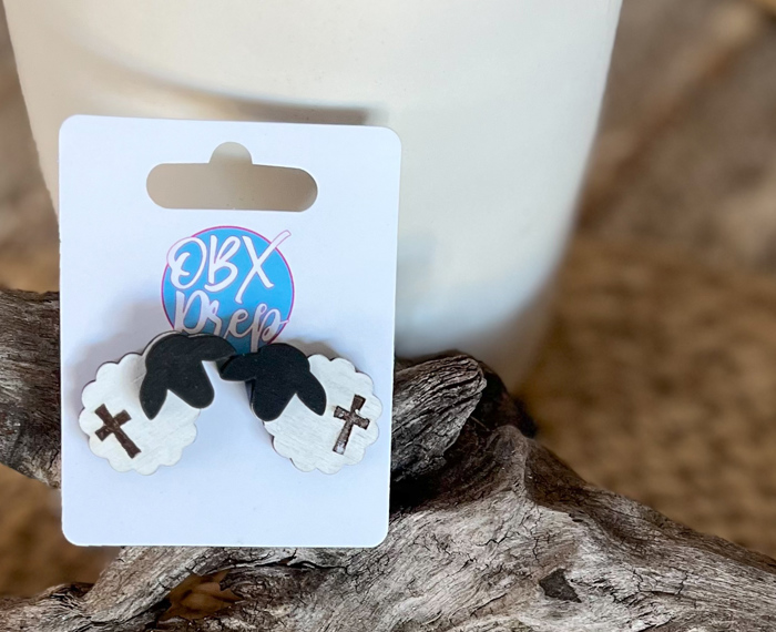 The Lord is My Shepherd Dangle and Stud Earrings, Cross Earrings, and Lamb Earrings