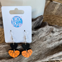  Hand-Painted Wood Heart Basketball Earrings with Customizable Top Heart - Unique Valentine's Day Gifts