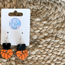  Hand-Painted Wood Heart Basketball Earrings with Customizable Top Heart - Unique Valentine's Day Gifts