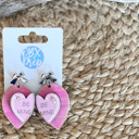  Hand-Painted Valentine's Day "Be Mine" Conversation Heart Earrings with Silver Bow Stud Toppers- Valentine's Day Unique Gifts 1/13-1/19th