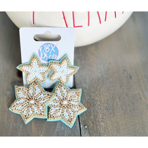 Snowflake Bright Christmas Seed Beaded Earrings - OBX Prep Exclusives