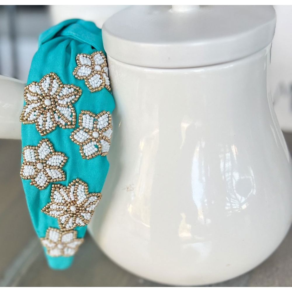 Snowflake Turquoise Beaded Headband - OBX Prep Exclusive