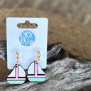  Preppy Coastal Sailboat Wood Earrings – Hand-Painted & Made in the USA - Spring Preview Fresh Styles 