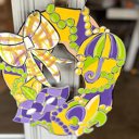 @ 20"  Hand-Painted Mardi Gras King Cake Door Hanger – Festive & Fun! 🎭💜💛💚