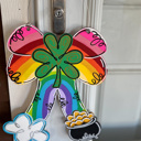 @ 16"  Hand-Painted St. Patrick’s Day Door Hanger – Rainbow, Shamrock & Pot of Gold 🌈🍀✨ Spring New Arrivals