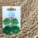  Handmade Green Acrylic Shamrock Earrings w Beaded Stud Topper – Festive & Lucky! 🍀✨